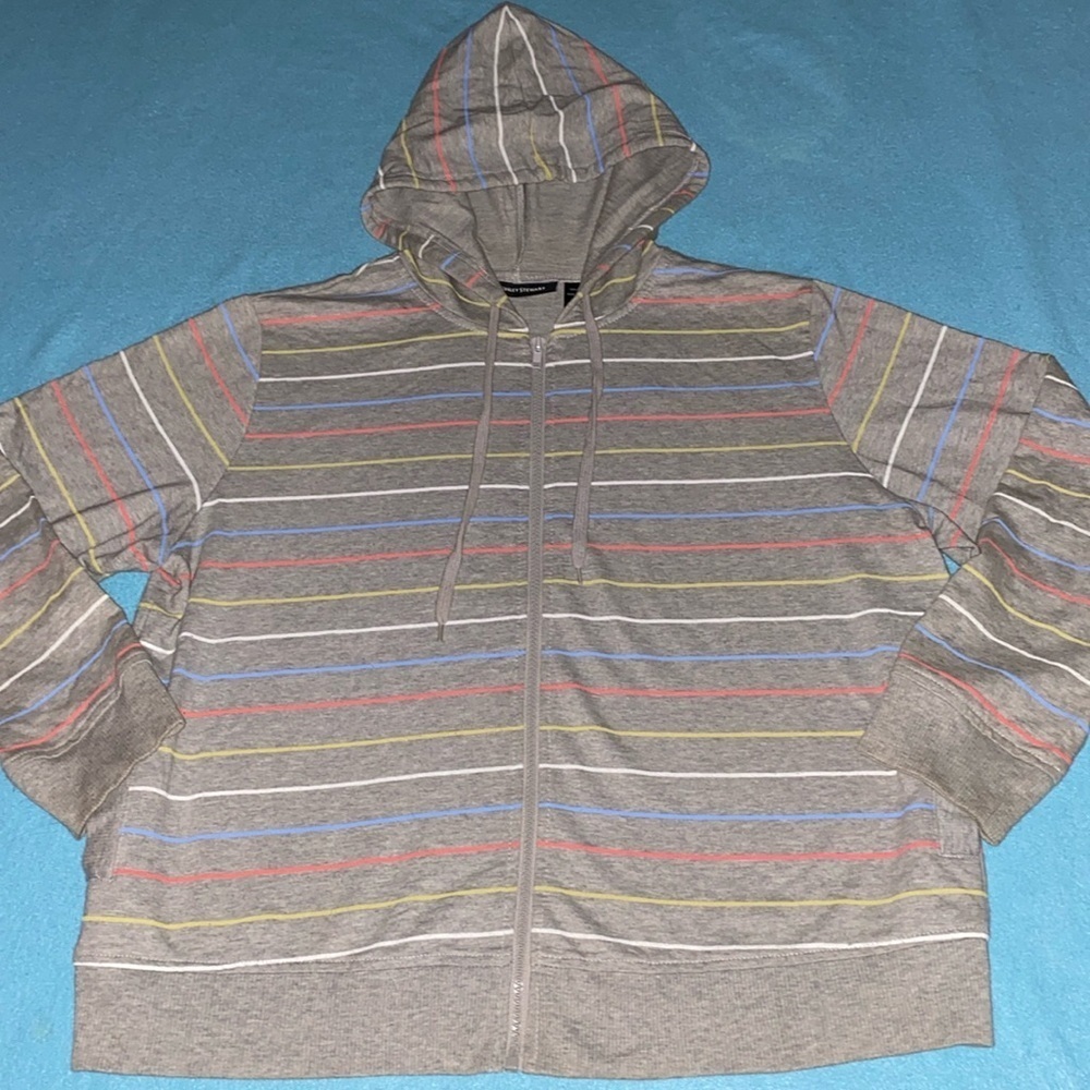 ASHLEY STEWART sweatshirt long sleeve zip up hoodie 2 pockets NEW size 14/16